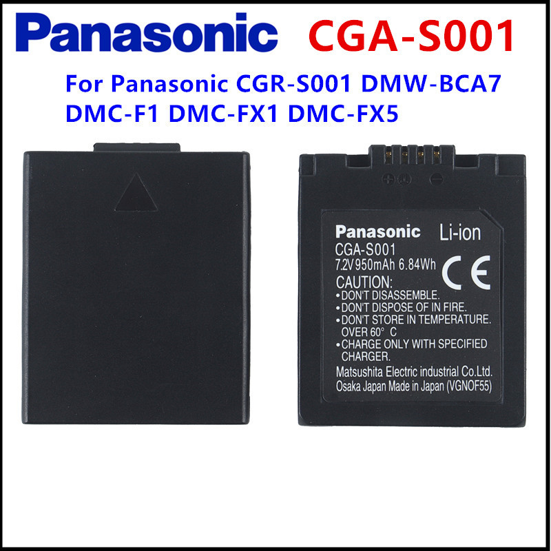950mAh Original Pansonic s001 battery CGA-S001 Camera Battery For Panasonic CGR-S001 DMW-BCA7 DMC-F1