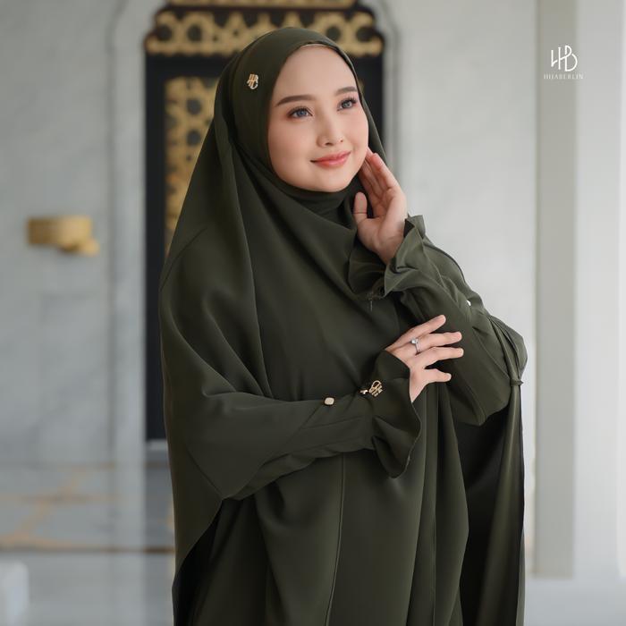 Hijaberlin - Maryam Dress Army Set Khimar FK Mazen Anti UV Gamis Syar'i Premium Haji & Umroh