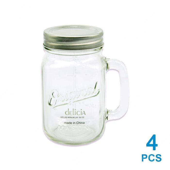 DELICIA GELAS MUG SET ISI 4 PCS - MUG MASON - 473 ML - ACE HARDWARE