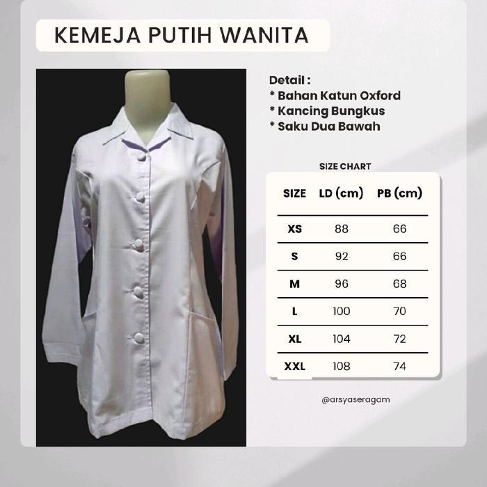 TERMURAH Arsyaseragam Baju Kerja Dinas Putih Wanita Premium Katun Oxford ASN/PNS/PPPK/ASN