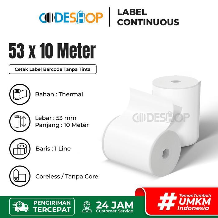 Label Stiker Continuous 53x10 Meter Printer Bluetooth Blueprint Iware