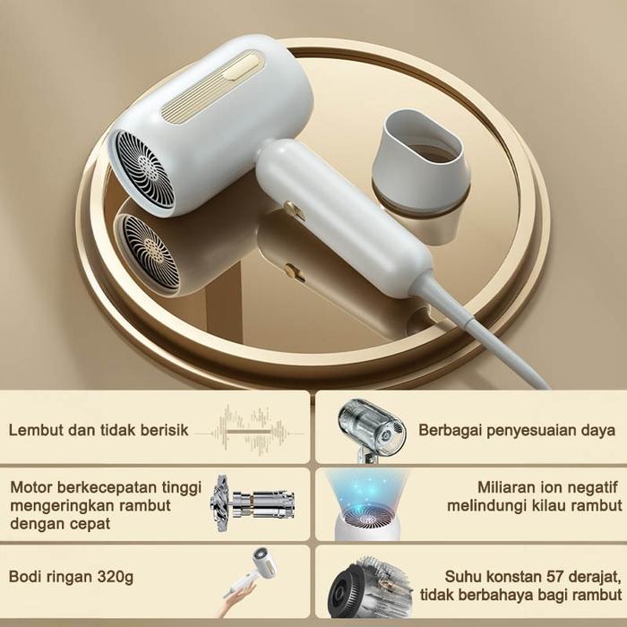 Hair Dryer Negative Ion Portable Low Watt 1900W Pengering Rambut Hair Protectdrying