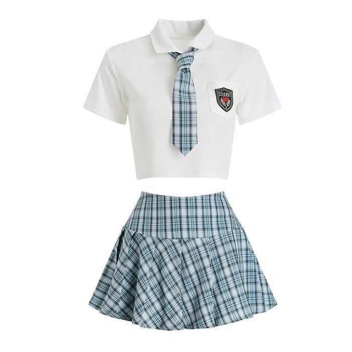 Promo MyladySeragam Sekolah Korea Biru Baju Uniform Setelan Student Dress Kotak-Kotak Blue Sama Dasi