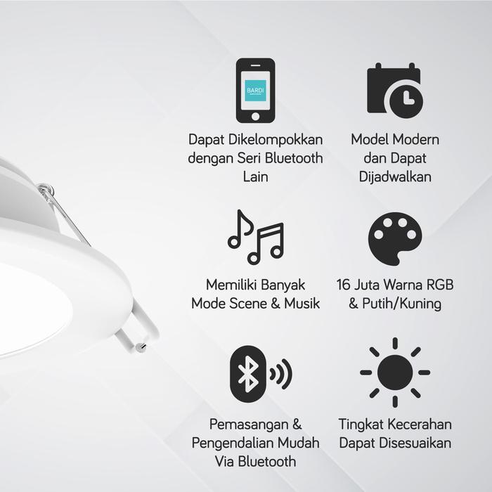 BARDI Smart Lamp Beacon Panel Lampu Downlight 8W RGBWW Bluetooth