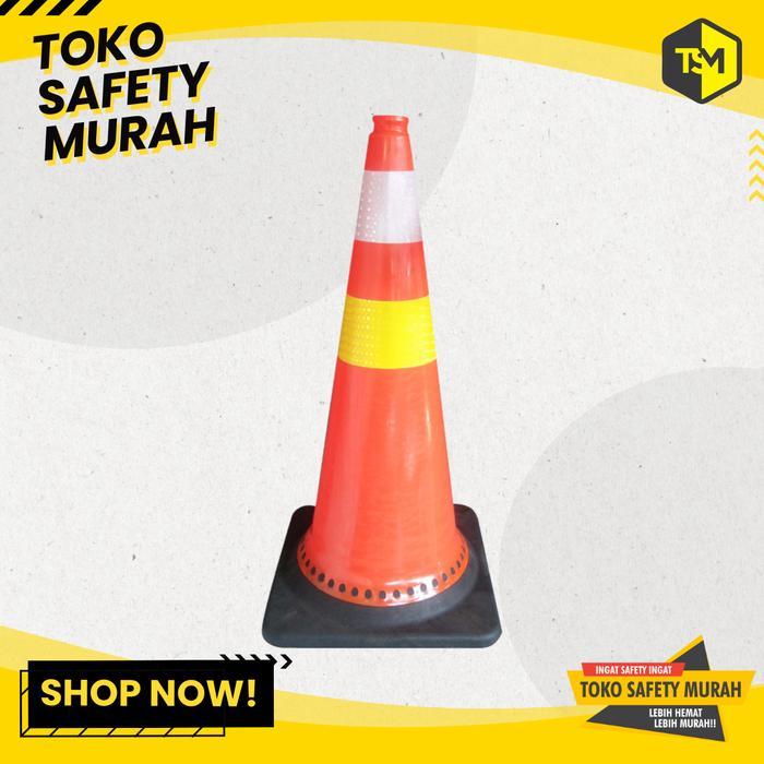 Traffic Cone 75cm Safety Cone Kerucut Jalan 75 Cm Dasar Hitam