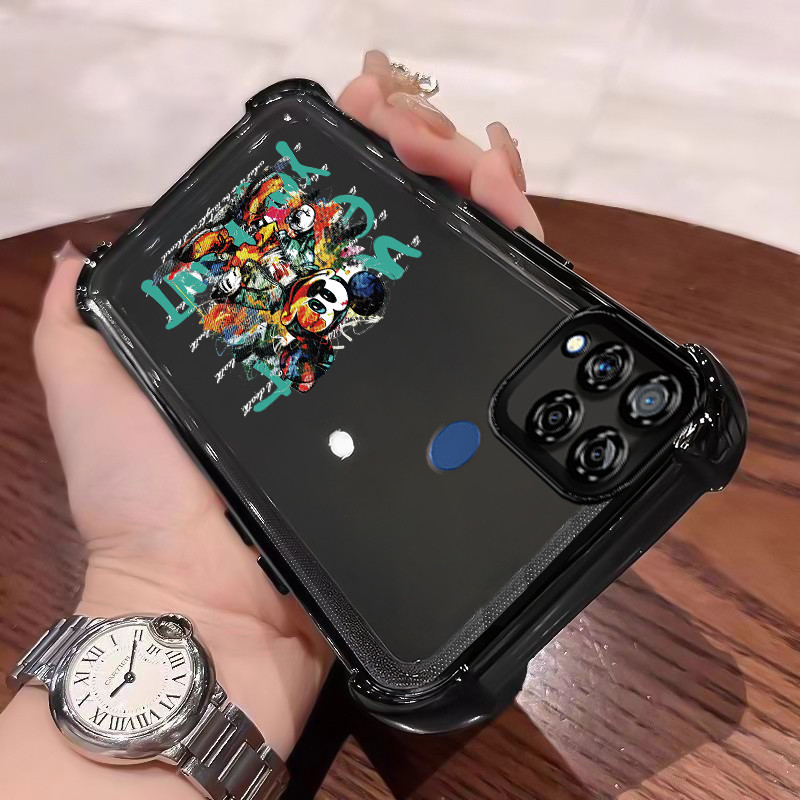 Casing Hp Untuk Realme C15 Case Casing pola Kartun macan macan dan tikus Cesing Kesing empat Anti Dr