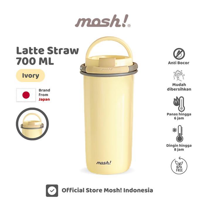 Mosh Straw Latte Tumbler - Botol Minum Stainless Steel 700ML - Ivory