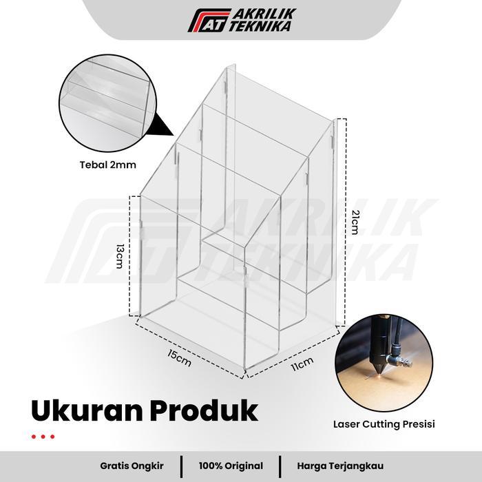 Rak Brosur Akrilik A5 3 Susun Tebal 2Mm Display Brosur Meja