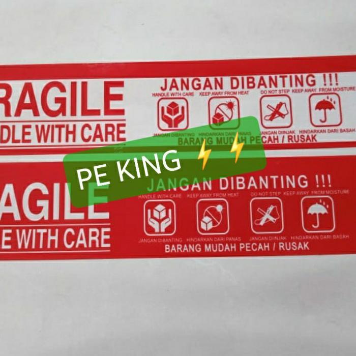 "New" Isolasi Lakban Fragile Merah JANGAN DIBANTING 90yd KirimKilat Surabaya