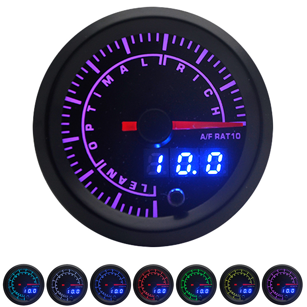2" 52mm 7 Colors LED Car Auto Air Fuel Ratio Gauge Analog/Digital Dual Display AFR Gauge Car Meter