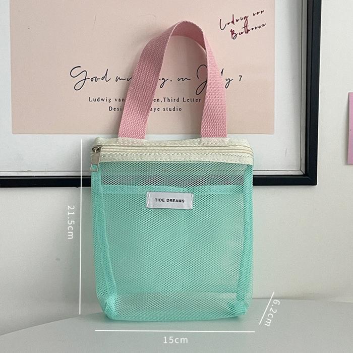 Tas Jaring Tempat Sabun Mandi Multifungsi Pouch Jaring Tas Makeup Jaring Mini Transparant Berwarna