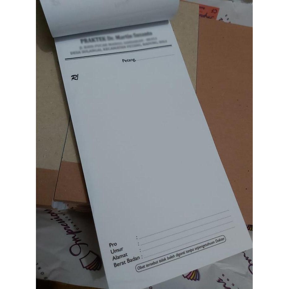 "New" Cetak Resep Dokter/ Kwitansi ukuran 11 x 21cm Kertas HVS 70gr