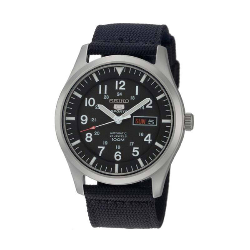 Seiko 5 Automatic Sports Watch SNZG15K1 Jam Tangan Pria Black Nato Strap