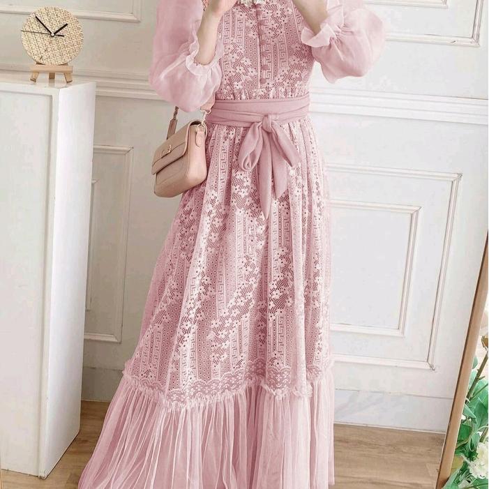 zeni Maxi Dress Inara kekinian gamis brukat tile gamis tiktok Muslim