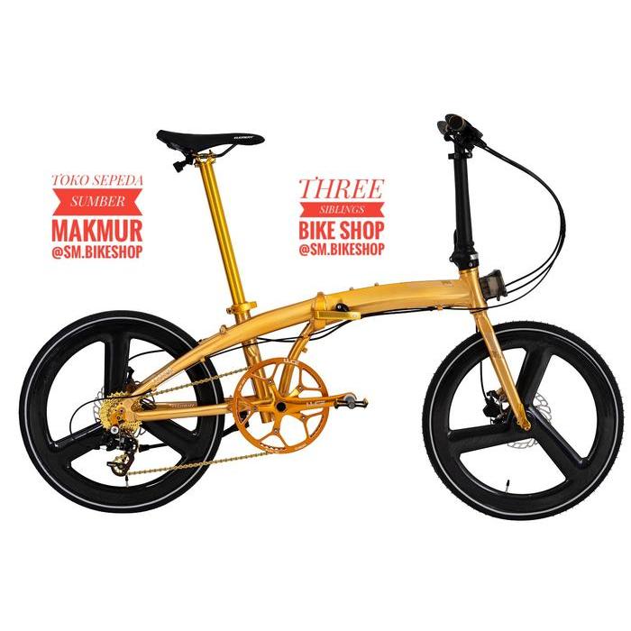 Hot Sale Sepeda Lipat Element Ecosmo Gold Edition 11 Speed Velg Carbon 20 Inch