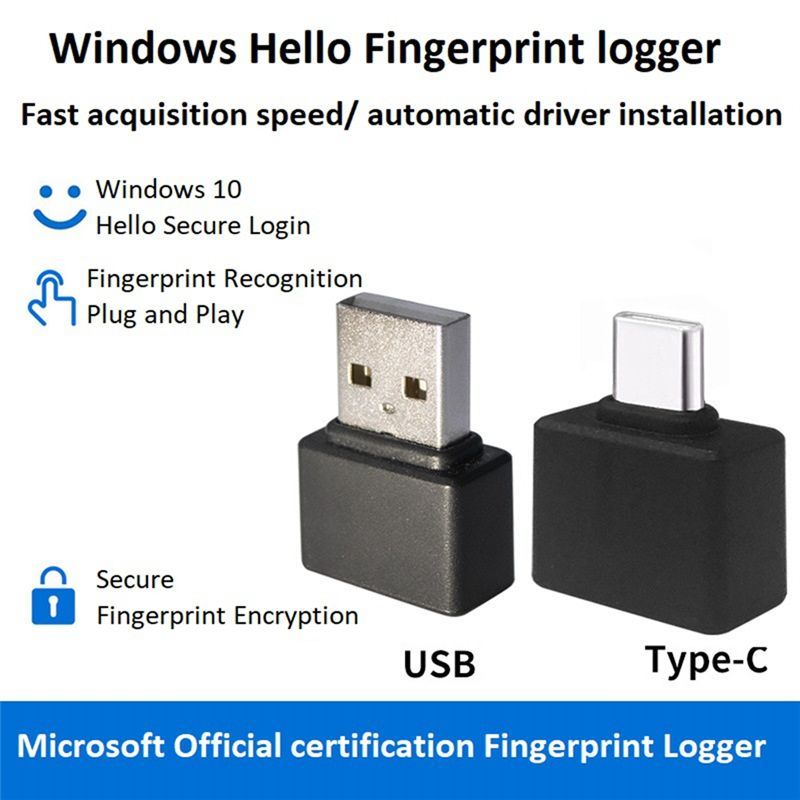 Exquisite-Mini Type-C Fingerprint Recognition Device For PC Laptop Windows 10 11 Hello Biometric