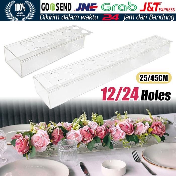 Vas Bunga Akrilik Bening Persegi Panjang Hiasan Rumah Meja Kantor