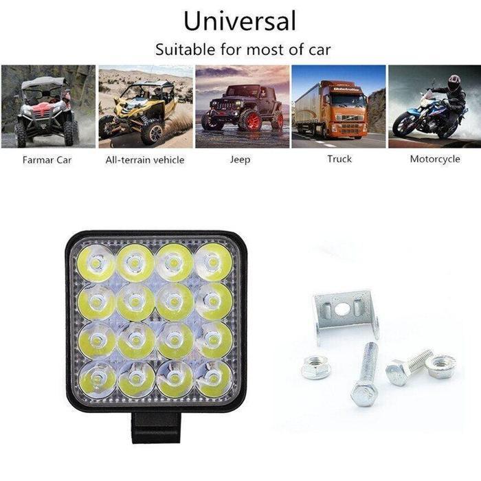 Lampu Led Sorot Tembak Worklight Mobil Motor 48 Watt 16 Titik Mata Offroad Uper Bright 24 Volt