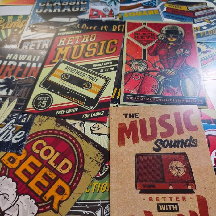 50 PCS POSTER MOTIF RETRO AESTHETIC/ POSTER DINDING AESTHETIC /KERTAS ART KARTON 260 GSM / HIASAN