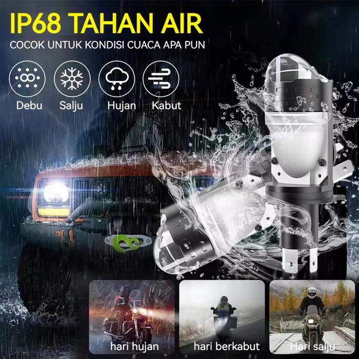 Lampu LED H4 Proyektor BILED Aluminium dengan Kipas Pendingin - Penerangan Ultra Terang, Instalasi