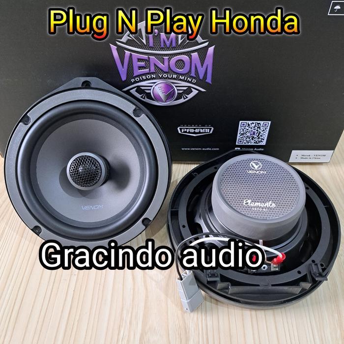 Bass Nendang Speaker Venom Coaxial 2Way 6.5Inch Plug N Play Khusus Pintu Mobil Honda Hrv / Crv /