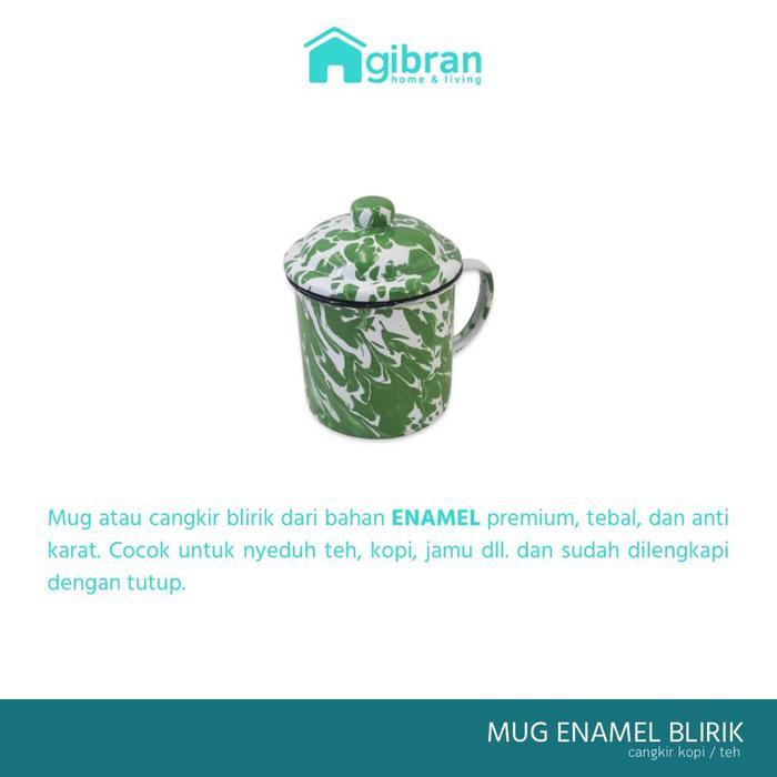 Gelas Mug Cangkir Seng Blirik + Tutup Enamel Timbangan Awet Antik