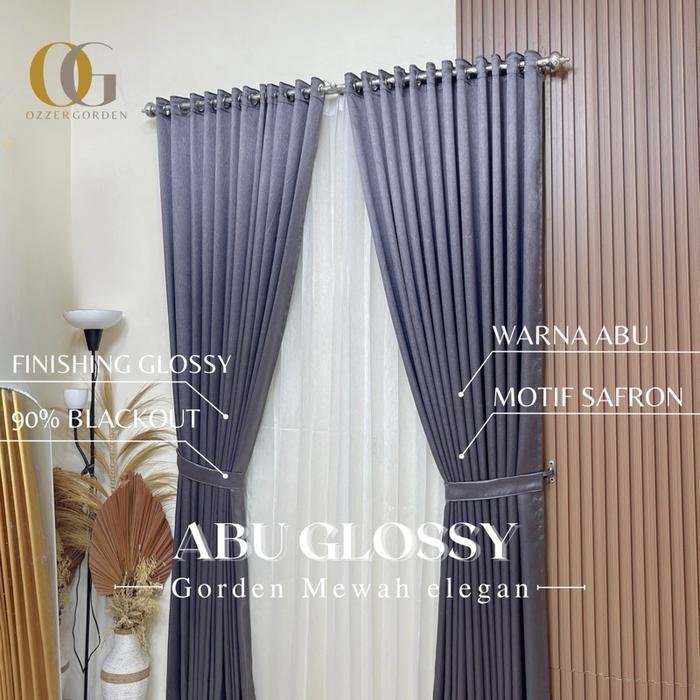 kbr [ WARNA ABU GLOSSY ] GORDEN MINIMALIS POLOS MOTIF SAFRON TIMBUL GORDEN BLACKOUT JENDELA