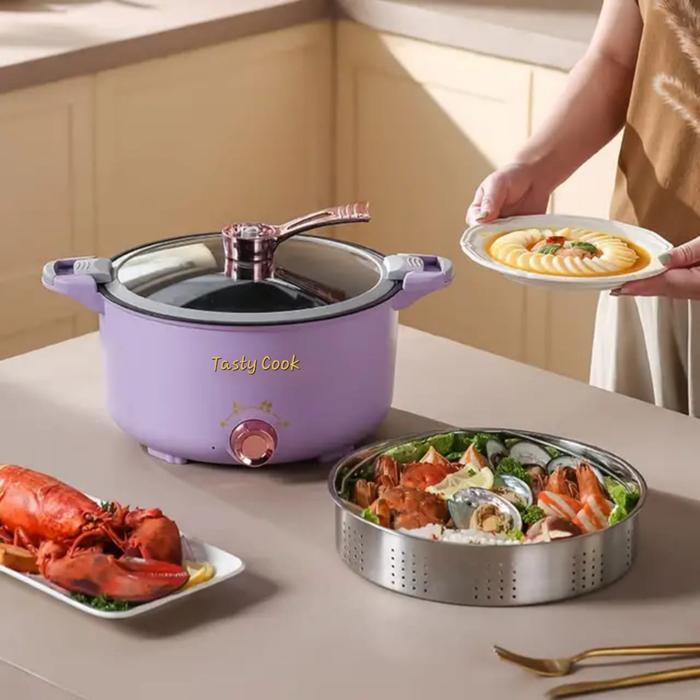 Panci Listrik Serbaguna Lengkap Kukusan/Panci Masak Nasi Low Carbo/Panci Elektrik Multifungsi/Hot