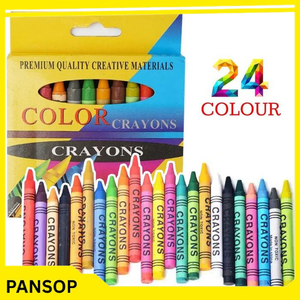 pensil crayon crayons krayon pewarna non toxic kecil pocket coloring 1 set isi 24 warna alat mewarna