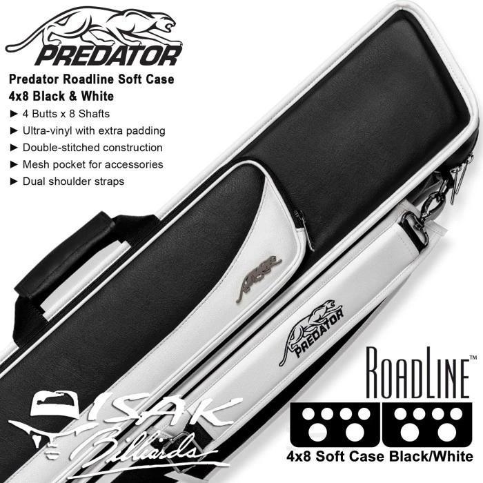 Predator Roadline 4x8 Soft Cue Case Black & White Tas Stick Billiard