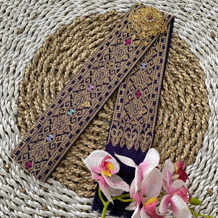 Selendang Songket Bordir Emas/ Obi Bordir / Obi Songket Bordir / Selendang Bali / Ikat Pinggang