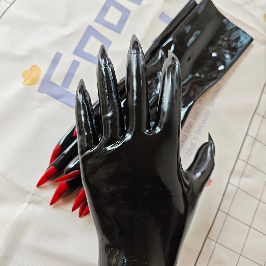 1 pair of 0.4mm black Malaysian latex kigurumi five finger sexy fit Zentai party outfit latex long