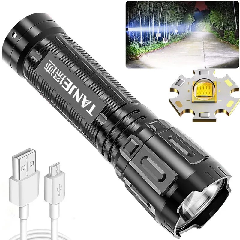Ultra Bright Flashlight Abs Light Focusing Led Flash Light Rechargeable Zoom Forces Outdoor