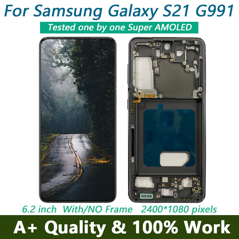 JUAL  AMOLED Frontal S21 Display For Samsung galaxy S21 G990 SM-G9910 G991F LCD Touch Screen Digitiz