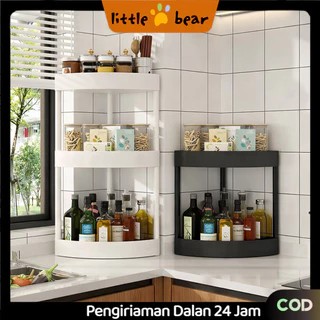 (COD)Rak Dapur Susun Sudut 3 Tingkat | Rak Bumbu Meja Multifungsi | Rak Kosmetik Tanpa Roda