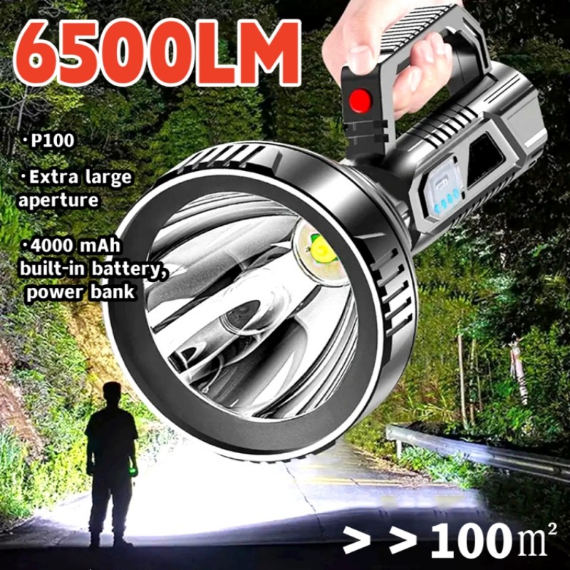 Super Bright P100 Led Flashlight High Power Long Shot Torch Rechargeable Searchlight Outdoor Camping