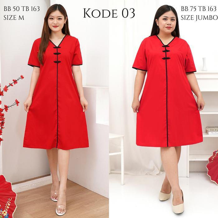 [ n ] Baju Imlek 2026 An Katun Poplin Premium Jumbo Bigsize Couple Dress Kemeja