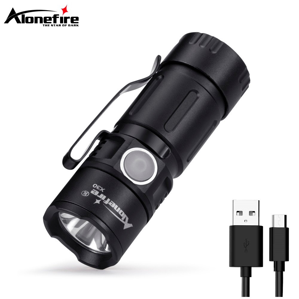 Alonefire X30 Rechargeable Mini Led Flashlight 16340 battery Usb Powered Flash Light Pocket Torch La