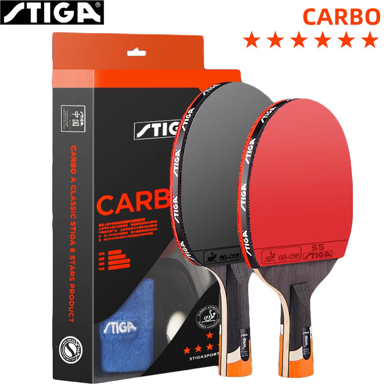 STIGA CARBO 6 Star Table Tennis Racket 5+2 Carbon Ping Pong Paddle for Advanced Fast Attack Both Sid