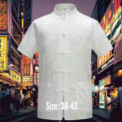 New Year Sale Cheongsam Pria Lengan Pendek Silky Import