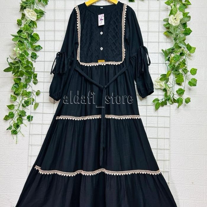 Gamis Renda Anak Remaja Tanggung/Gamis Renda Linen Brukat Anak Tanggung Terjamin