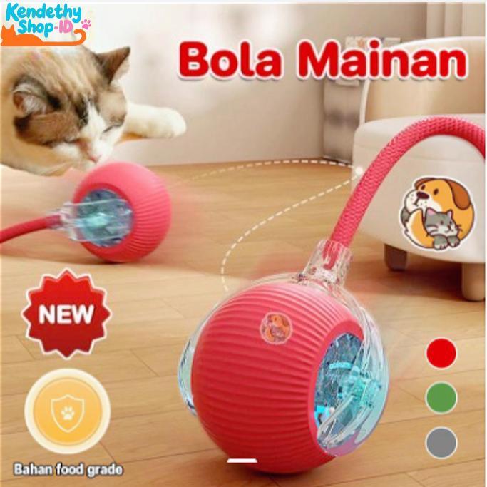 Mainan Haiwan Peliharaan ElektrikTovs Kucing Pintar, Bola Bergolek AutomatikEkor Palsu, Boleh Dicas