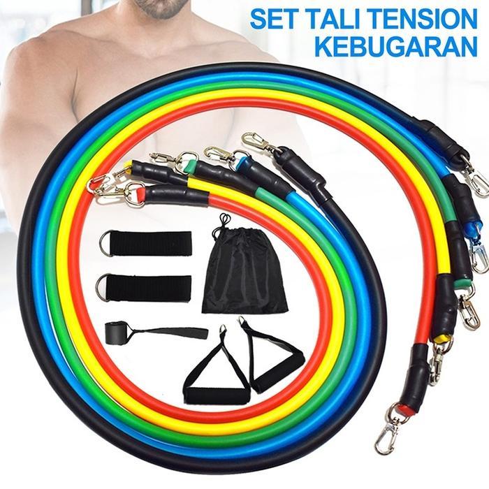 Resistance Bands 11 In 1 Set Tali Pembantu Fitness Gym Power/11 In 1 Set Tali Pembantu Fitness Gym
