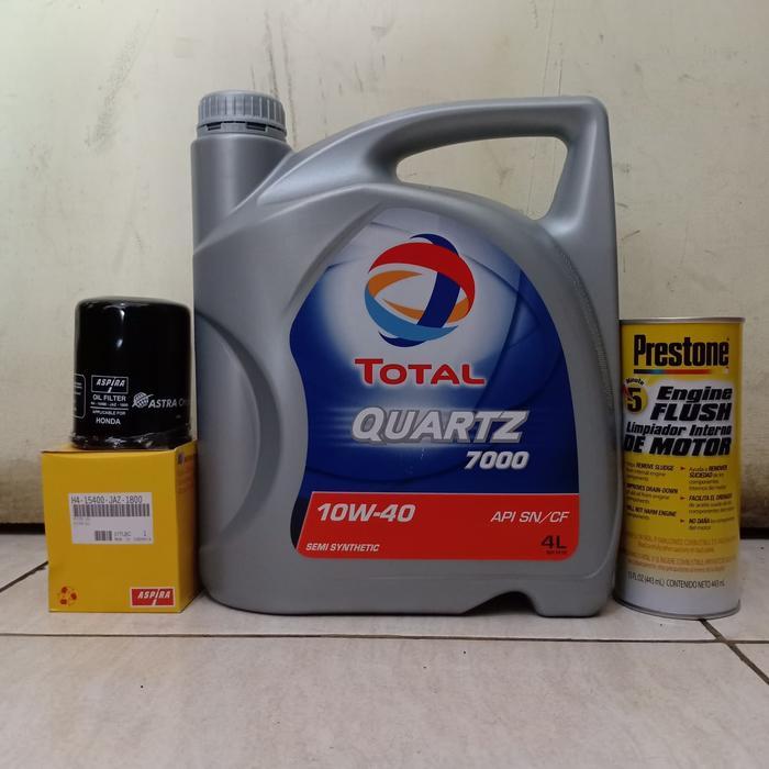 Paket Oli Total 10W-40 + Filter Oli Mobilio,Jazz, Crv + Engine Flush Terlaris