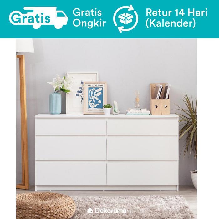 Dekoruma Moku Lemari Laci Kayu Olahan 6 Laci Serbaguna 3 Susun Minimalis - Chest of Drawers - Putih