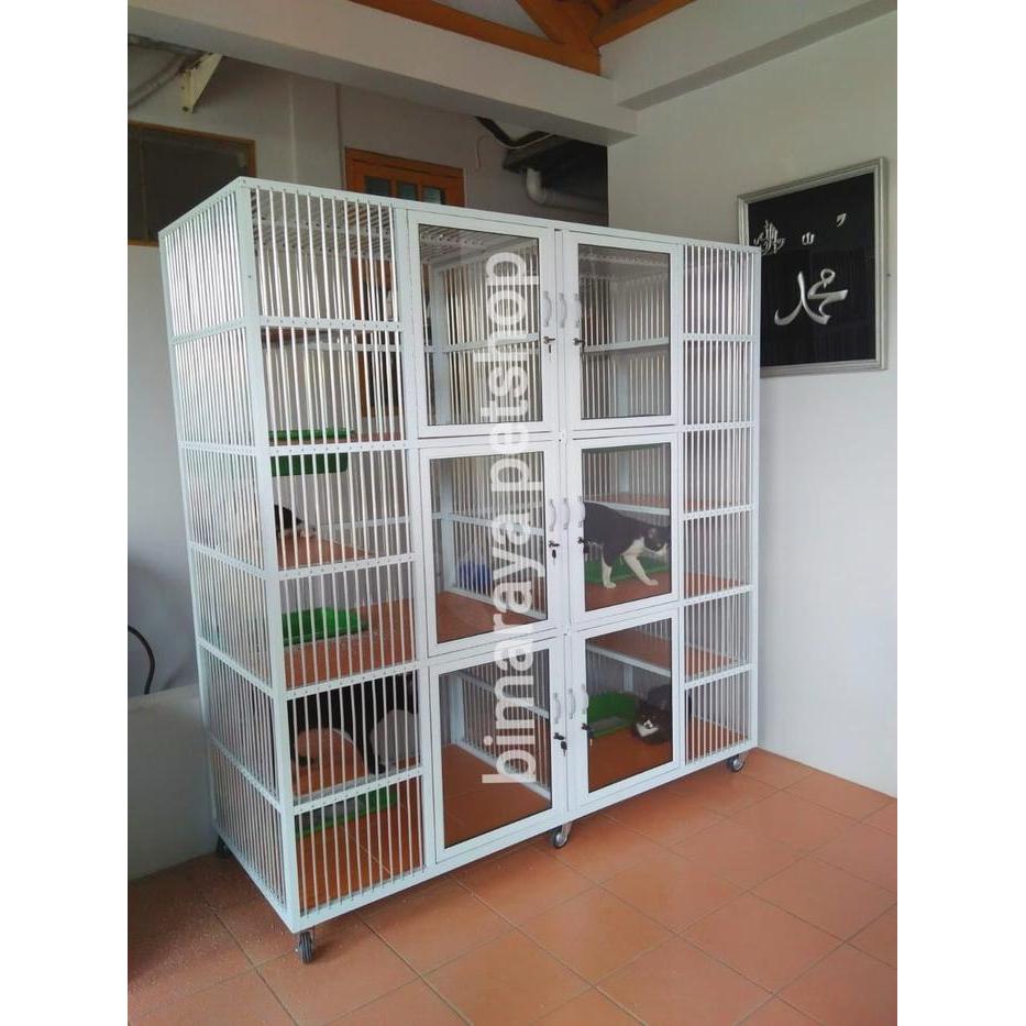 promo KANDANG KUCING ALUMINIUM PREMIUM 6 KAMAR TINGKAT (180x70x180)