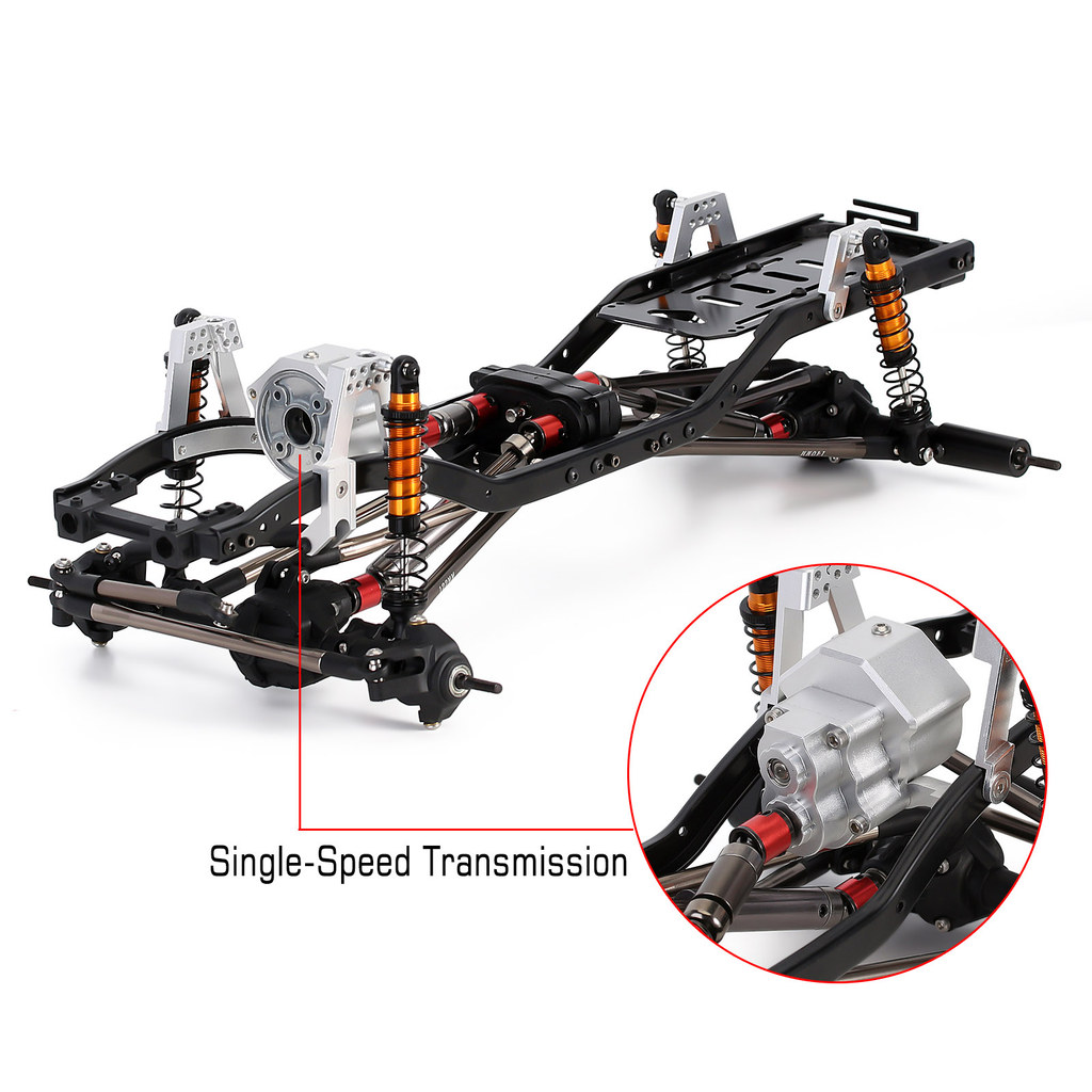 INJORA 313mm Wheelbase Metal Chassis Frame with Prefixal Single / 2-Speed Transmission for 1/10 RC C