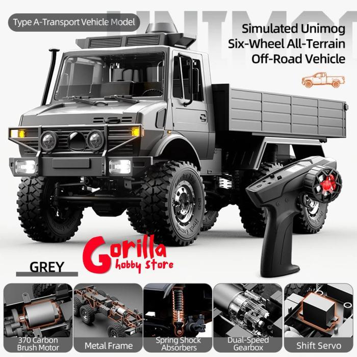 JJRC C8823 UNIMOG rc truck 6 x 6 six wheel drive 2.4ghz full propo RTR mainan truk off road