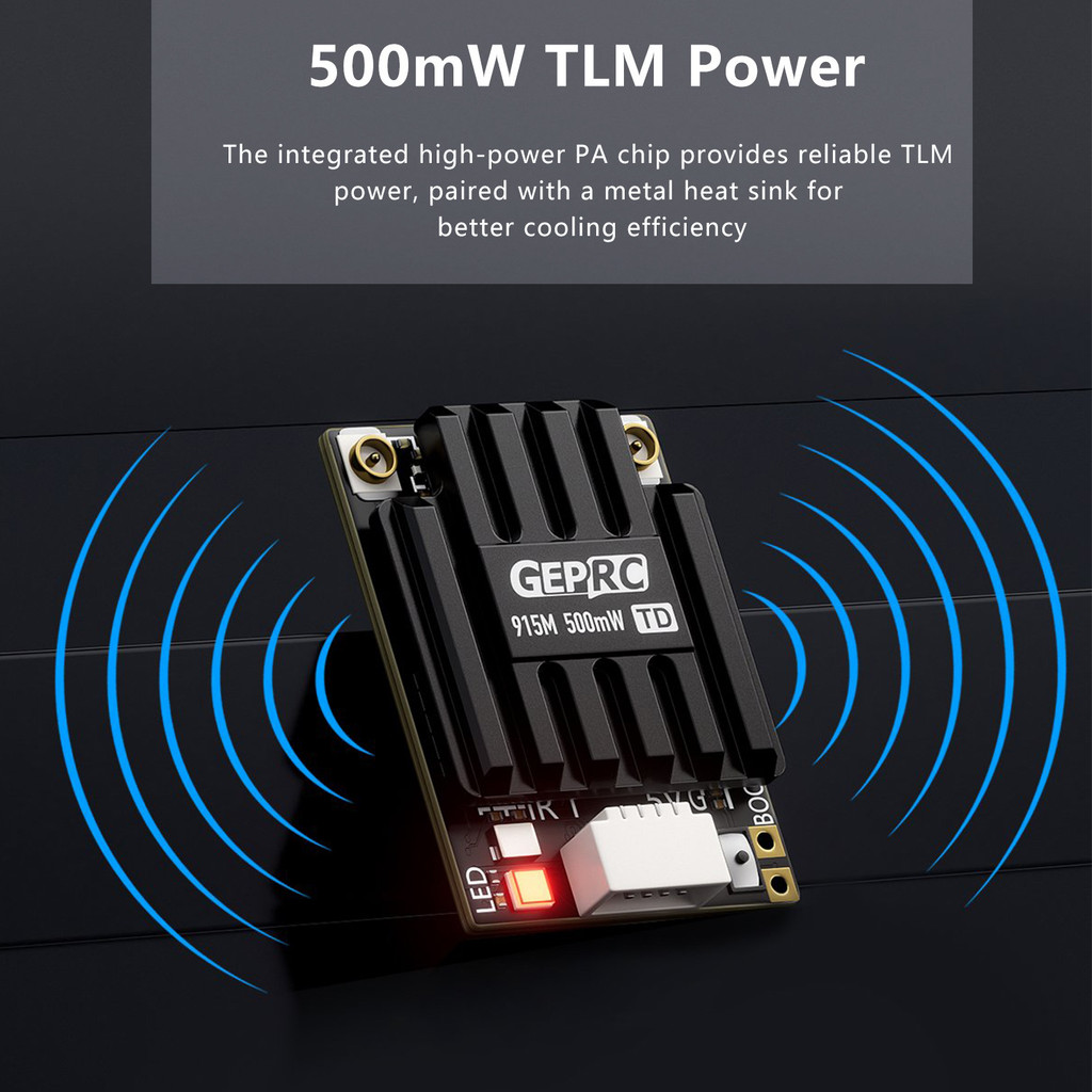 GEPRC ELRS Dual 915M/868M PA500 Diversity Receiver High-power PA Chip 500mW WIFI Alloy CNC shell for