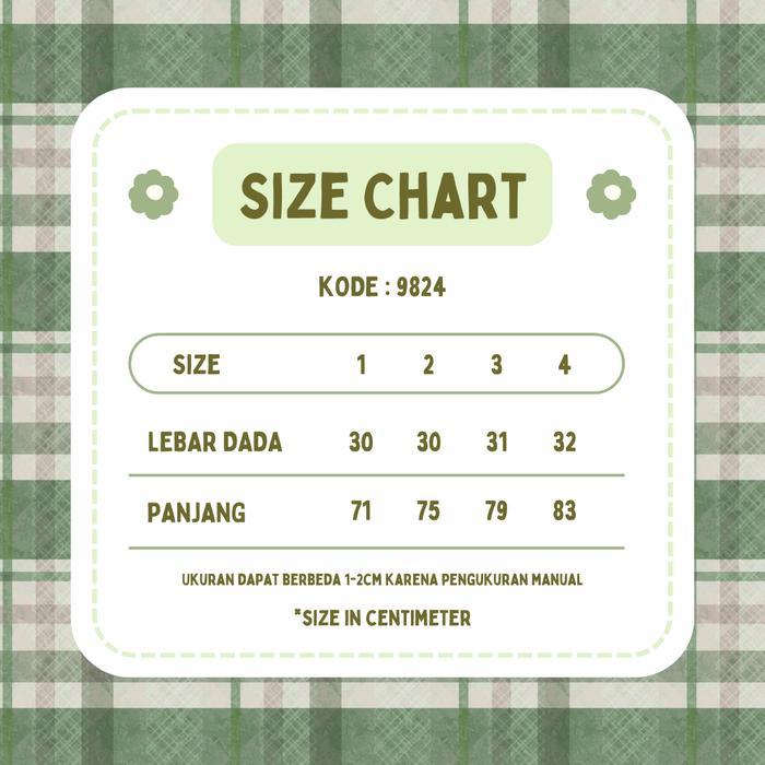 Nikita - 9824 Gamis Overall Anak 3 - 10 Tahun Motif Kotak-Kotak (Inner+Outer)